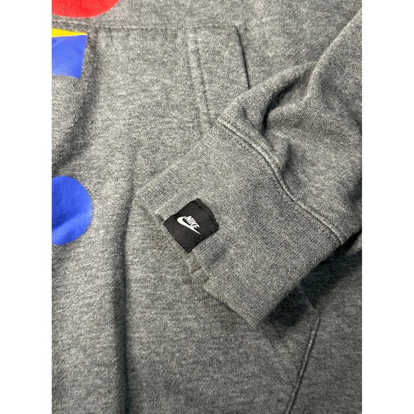 Nike Black Tag Just Do It Graphic Hoodie Mens Lg Gray Pullover Fleece Sweatshirt - Picture 2 of 4
